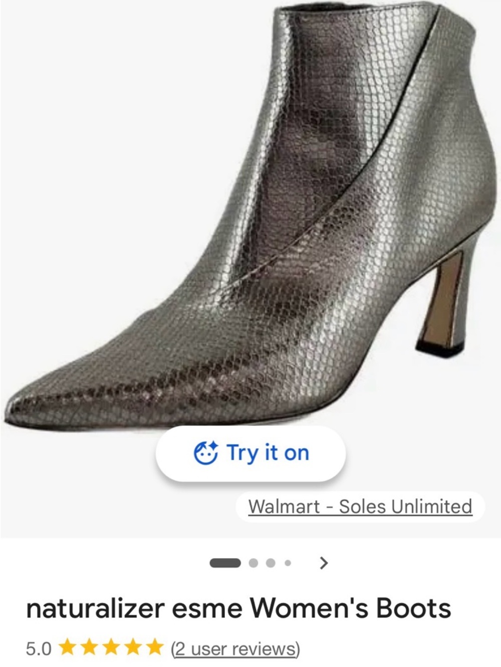 Naturalizer Esme Metallic Silver Pointed Ankle Bootie